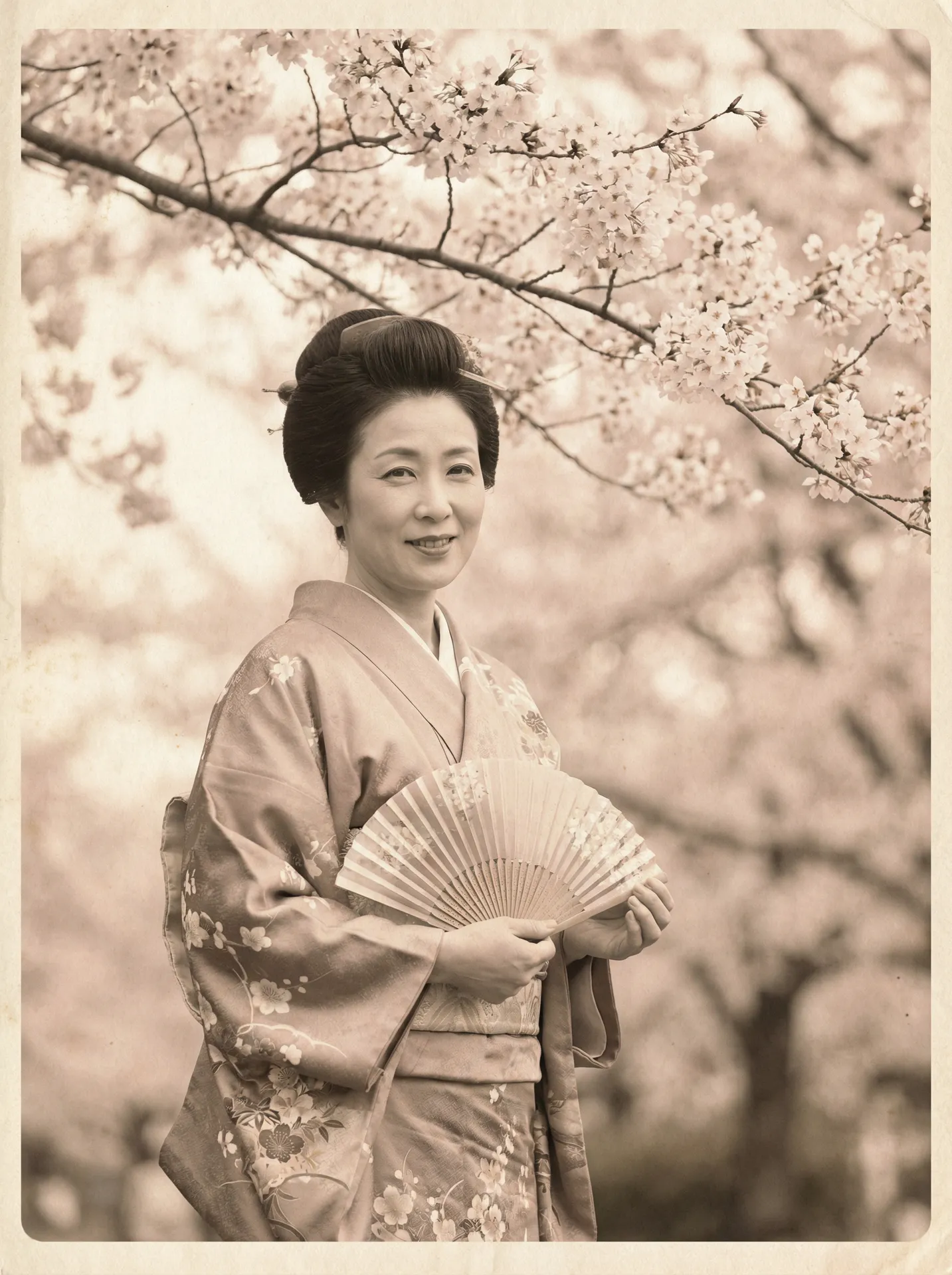 一位持扇的优雅 集芳阁-热门美女写真|最新写真高清下载|免费视频平台 在樱花树下的复古写真