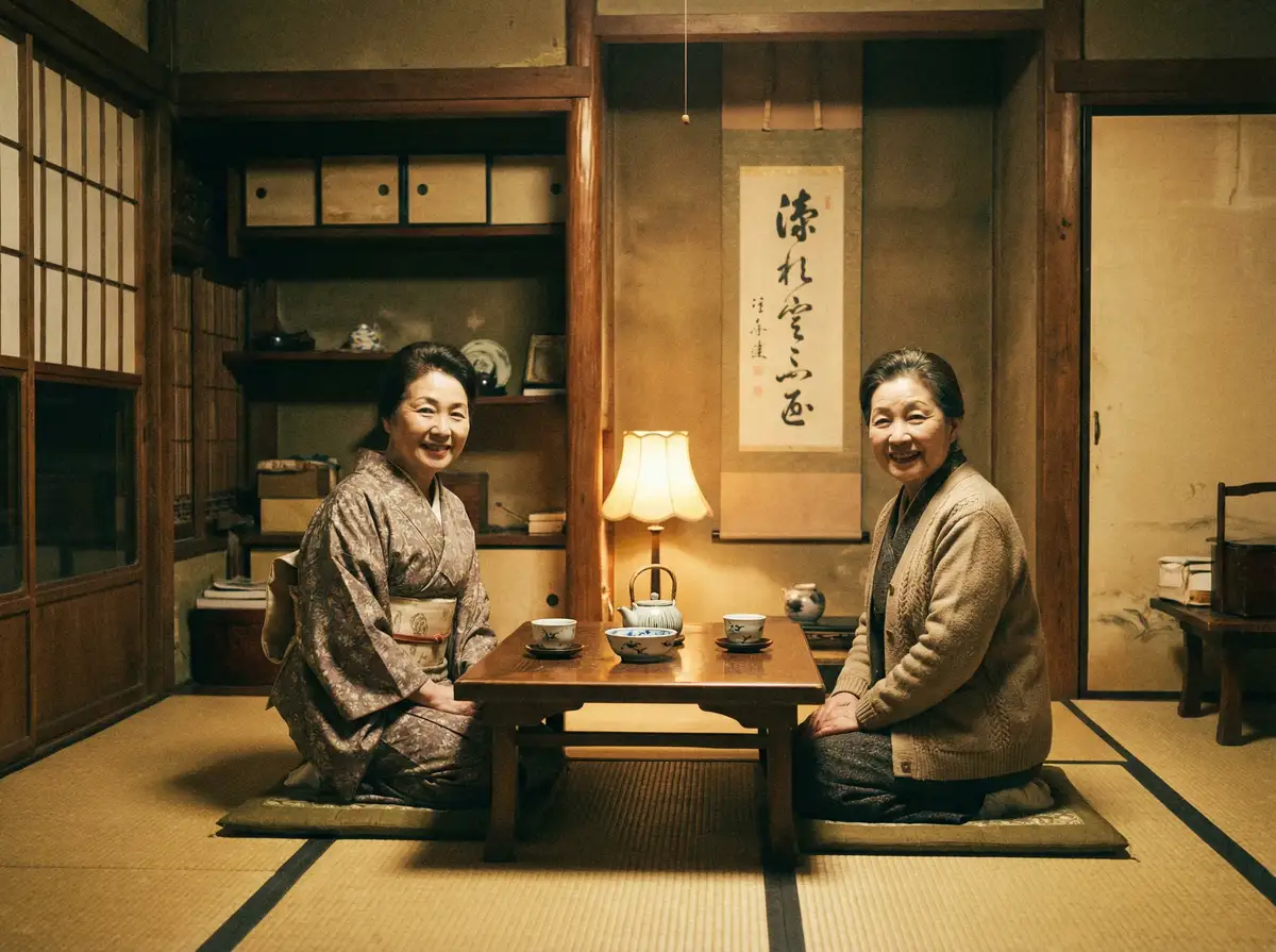 两位优雅的 集芳阁-热门美女写真|最新写真高清下载|免费视频平台 在日式茶室中品茶交谈